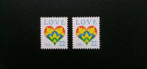 アメリカ合衆国発行 ハート型・愛・ＬＯＶＥ切手 １種完ｘ２点 ＮＨ 未使用