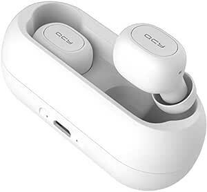 QCY T1C ワイヤレスイヤホン Bluetooth5.0 TWS Plus マイク付き IPX4 防水 両耳 片耳 ホワイ