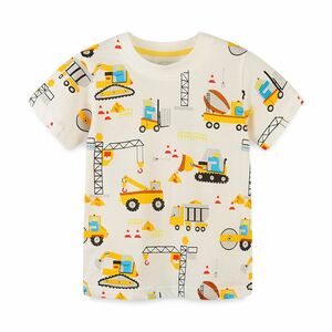 2024夏の新作　子供服　キッズ　半袖Tシャツ　工事車 ショベルカー 男女兼用　男の子　女の子　2Y(90cm)