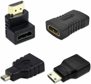 HDMI変換アダプタ コネクター 4種類セット HDMIケーブルコネクタアダプターキット HDMI 接続 変換 延長 コネクター 