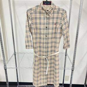 1円〜 4F BURBERRY BLUE LABEL バーバリー ブルーレーベル 01160-53 DDT チェック柄ロングシャツワンピース サイズ40（S） ベルト付き