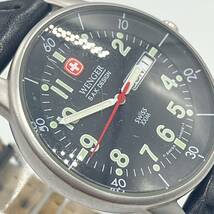 1円〜 4☆ WENGER S.A.K. DESIGN 腕時計 096.0465 クォーツ QUARTZ腕時計 ウェンガー 動作未確認 ミネラルクリスタル スイス製 デイデイト_画像6