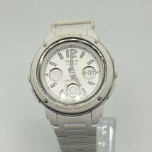 1円〜 4☆ CASIO Baby-G 腕時計 5257 BGA-150 衝撃耐性 電波ソーラー 動作確認済み 白 ホワイト ステンレススティールバック ライト点灯_画像1