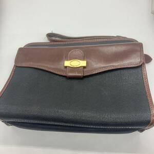 1 jpy ~ 4* dunhill second bag 15 Dunhill clutch bag leather black * brown group men's width approximately 25× height 18× depth 8cm brand 