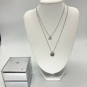 1 jpy ~ 4* courreges necklace Courreges silver color accessory mirror attaching box 2 point together Heart clover pendant top Logo 