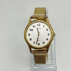 1 jpy ~ 4T SEIKO ALBA wristwatch v811-1880 420110 quarts QUARTZ wristwatch operation not yet verification Gold belt silver face Alba men's brand 