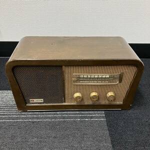 1 jpy ~ 5T Mitsubishi Electric Diatone R type vacuum tube radio D-62 antique Showa Retro that time thing present condition pick up interior radio operation not yet verification period thing 