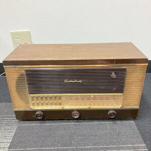 1 jpy ~ 5T ONKYO vacuum tube radio Onkyo radio antique Showa Retro that time thing power supply cable disconnection operation not yet verification dynamic speaker installing 