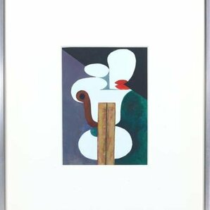 【真作】【WISH】高松健太郎「奇妙なもの」紙に油彩 1980年作 形の遊戯 色彩の対話  〇国画会員 千葉県立美術館蔵 抽象画家 #24043441の画像2