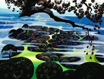 【真作】【WISH】アイベン・ロール Eyvind Earle「ミスティックマウンテン」シルクスクリーン 約30号 大作 直筆サイン 　 #24042489_画像3