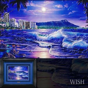 [ genuine work ][WISH] Christian *lasenLassen[ Waikiki romance ] silk screen hand coloring 8 number large autograph autograph * sea side #24042383