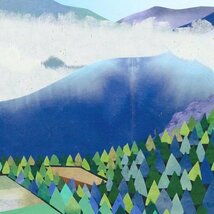 【真作】【WISH】はざまえいじ「祖谷渓のボンネットバス（徳島県）」貼り絵 1994年JTBカレンダー原画作品 　　〇水彩漫画家 #24032128_画像5