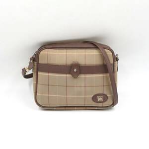 *Burberrys Burberry z canvas × leather check pattern Cross body shoulder bag diagonal .. lady's khaki series 