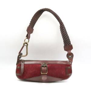 *BURBERRY Burberry leather suede one shoulder shoulder bag shoulder .. lady's brown group × pink series 