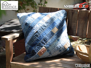 Подушка Azumaya Indigo W45 × D45 TTC-331B, винтажная подушка ручной работы, стильная прямая продажа от производителя, бесплатная доставка, подушка, Общий, квадрат
