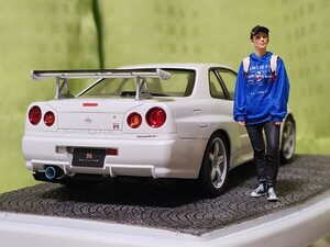 タミヤ　R34GT-Rとキャンパスフレンズ女性　完成品