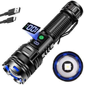  flashlight led memory function large liquid crystal screen digital remainder amount display powerful army for super high luminance lumen Type-C USB rechargeable super length .. waterproof disaster prevention mountain climbing night fishing 312