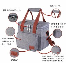 保冷バッグ ランチバッグ 2way 二層式 保冷保温 15L 大容量 黒色 保温 断熱バッグ クーラーバッグ キャンプ アウトドア ブラック 758_画像3