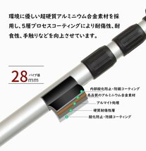 テントポール アルミ製テントポール タープ 軽量 2本セット 3段階 伸縮式 直径28mm 収納バッグ付き キャップ レジャー シルバー 809_画像4