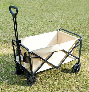  outdoor Wagon folding 150L carry cart light weight high capacity one touch Wagon outdoor camp push car carrier beige 678