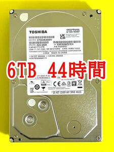 ★ 6TB ★　TOSHIBA / DT02ABA600V　【使用時間：44ｈ】　2023年製　新品同様　3.5インチ内蔵HDD