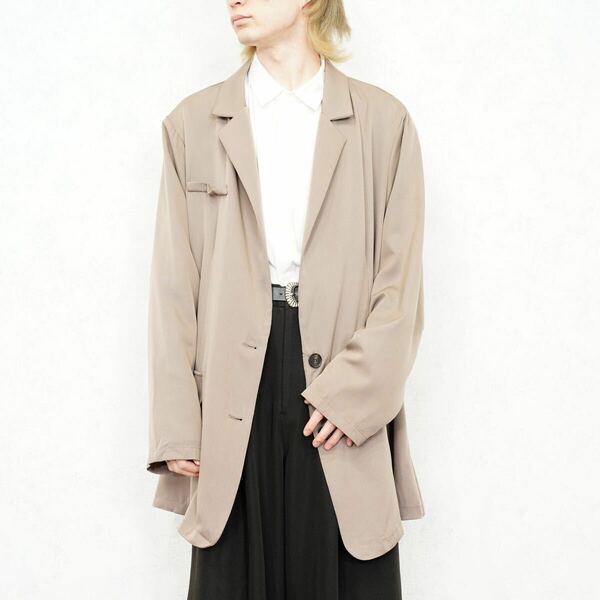 USA VINTAGE MILK TEA COLOR OVER TAILORED JACKET/アメリカ古着ミルクティカラーデザインオーバーテーラードジャケット