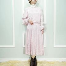 USA VINTAGE In the mood EMBROIDERY JACQUARD PLEATES DESIGN ONE ONE PIECE/アメリカ古着ジャガード刺繍プリーツデザインワンピース_画像1