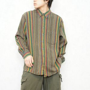 *SPECIAL ITEM* USA VINTAGE CASA MODA COLORFUL STRIPE PATTERNED DESIGN SHIRT/アメリカ古着ストライプ柄刺繍デザインシャツ