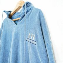 USA VINTAGE FH LOGO EMBROIDERY DESIGN DENIM PULL OVER/アメリカ古着ロゴ刺繍デザインデニムプルオーバー_画像7