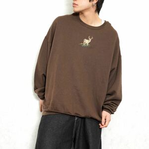 USA VINTAGE JERZEES DEER EMBROIDERY DESIGN SWEAT SHIRT/アメリカ古着シカ刺繍デザインスウェット