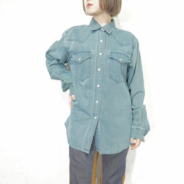 USA VINTAGE Wrangler WOMAN DENIM WESTERN SHIRT/アメリカ古着ラングラーデニムウェスタンシャツ