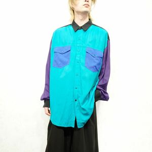 USA VINTAGE POLICY MULTI COLOR POCKET DESIGN SHIRT/アメリカ古着マルチカラーポケットデザインシャツ