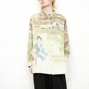 USA VINTAGE CHICO‘S CHINESE BEAUTY DESIGN FAKE SUEDE SHIRT/アメリカ古着中国の美人デザインフェイクスウェードシャツ