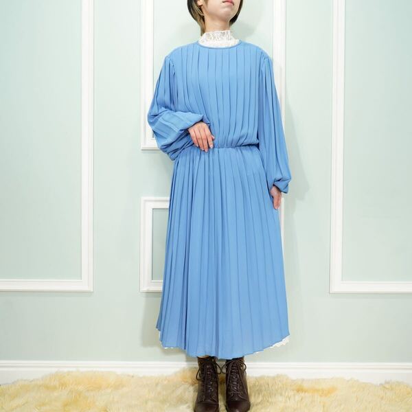 USA VINTAGE MONICA RICHARDS PLEATES DESIGN ONE PIECE/アメリカ古着プリーツデザインワンピース