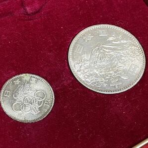 Ｇ５-【 1964年 東京オリンピック 1,000円銀貨＋ 100円銀貨 2枚セット ( 1,100円分 ) ケース入り 】＞昭和記念硬貨 古銭の画像4