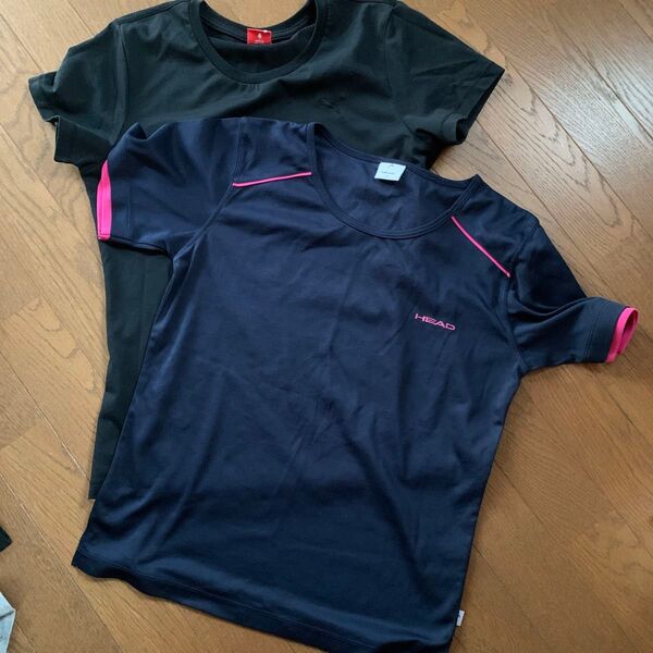 PUMA Tシャツ ブラック HEAD Tシャツ ネイビー各Mサイズ 2枚セット 半袖 Tシャツ ワンポイントロゴ 半袖Tシャツ