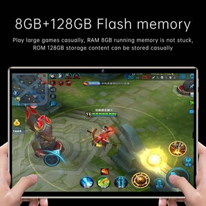 新作 タブレット PC 10.1インチ Android 12.0 Wi-Fiモデル 液晶 simフリー GMS認証 軽量 在宅勤務 ネット授業 8GB RAM/128GB ゴールドの画像6