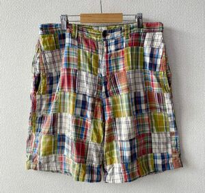 90s OLD GAP チェック パッチワーク ショーツ W33 インド綿 オールド ギャップ ショート パンツ 