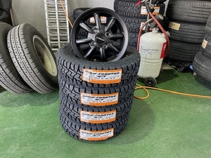 トーヨーオープンカントリーRT145/80R12新品アルミ4本セットケイフィネスCUPマッドブラック送料無料