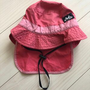 夏用ハット　首焼け防止　あごひも付き　ポリエステル　帽子　プール　公園　48〜50cm Sサイズ　ピンク