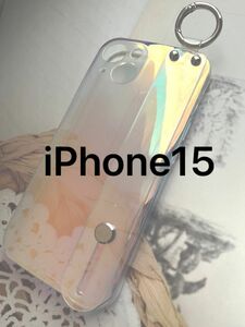 iPhone15 オーロラベルト付き　クリア　透明　iphone15ケース