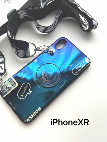 iPhoneXR カメラ　ショルダーストラップ　ブルー　iphonexrケース 新品　送料込み