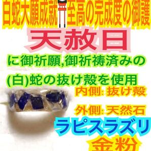 1個≪対応サイズ:3号~27号≫指輪お守り【天赦日ご祈祷】メモリーオイル 第5チャクラ ラピスラズリ 御神環 白蛇の抜け殻 財布 24