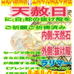 1個≪3号~27号≫指輪お守り【天赦日ご祈祷】メモリーオイル ラリマー インカローズ ルチルクォーツ 御神環 白蛇の抜け殻 脱け殻 財布 26