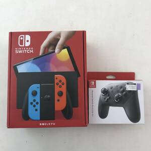 [1 jpy ~]Nintendo Switch body ( have machine EL model ) (L) neon blue /(R) neon red,Pro controller set sale * operation verification ending [ secondhand goods ]