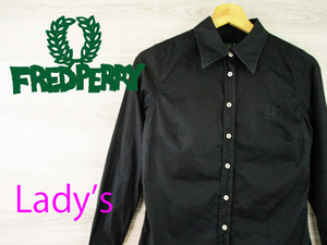  spring summer FREDPERRY Fred Perry Italy made lady's < embroidery Logo cotton . thin long sleeve shirt >M1347m