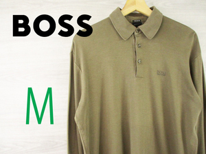 HUGO BOSS●ヒューゴボス＜ワンポイントロゴ刺しゅう・長袖ポロシャツ＞●M1015y