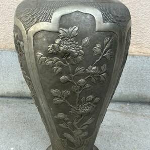 中国美術 白銅 銅製 花瓶 置物の画像7