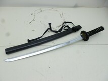 A054-N35-1168 模造刀 拵 黒鞘 日本刀 武具 全長約69.5cm 刃長約45cm 現状品①_画像1