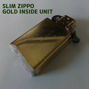 未使用 ZIPPO Slim GOLD INSIDE UNIT 純正ゴールドインナー スリムモデル ナローサイズ ジッポライター 交換用中身 金色インサイドユニット